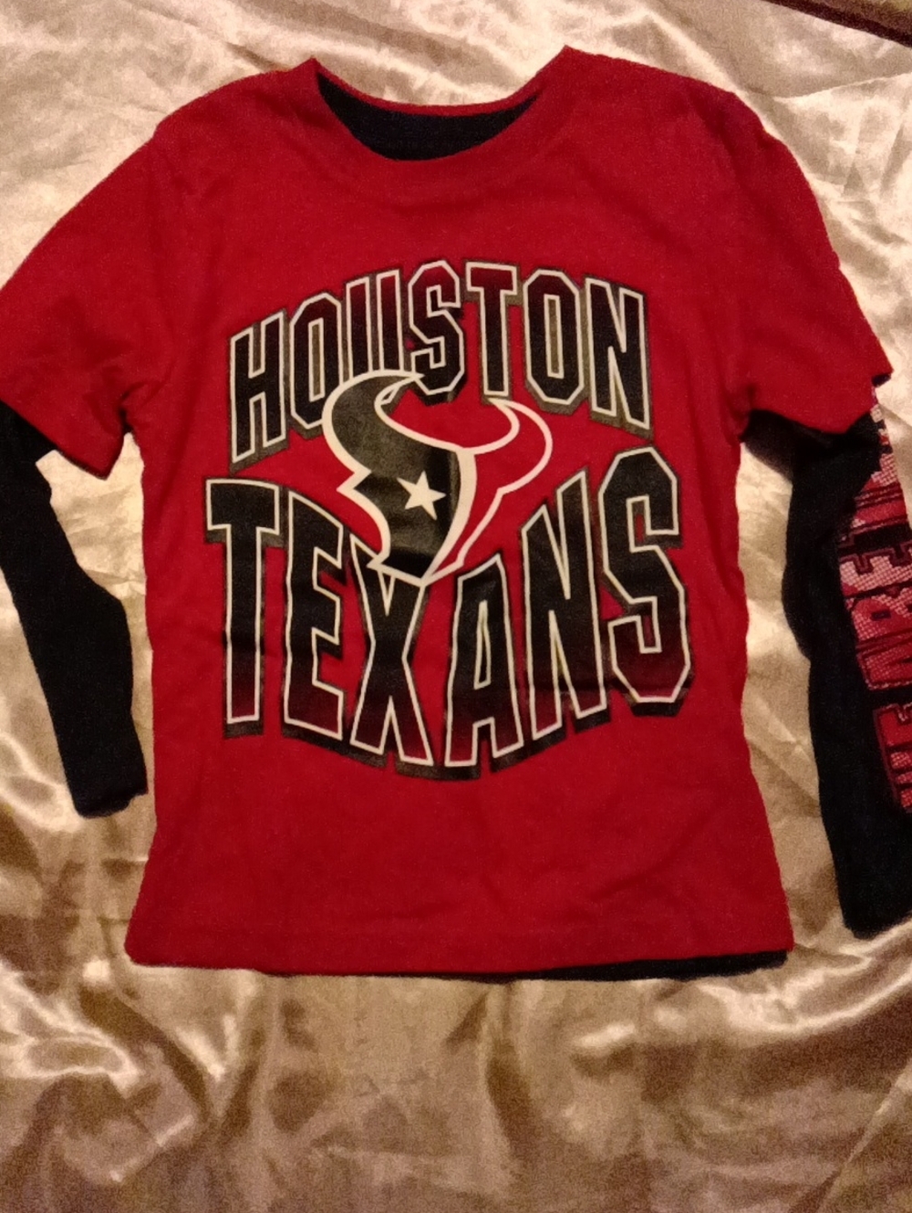 NFL Red Long Sleeve Layered Tee with Black Sleeves - Kids